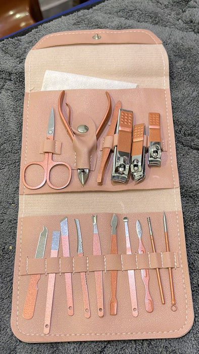 Manicure & Pedicure Kit – Premium Stainless Steel Nail Care Set for Hand, Foot & Facial Grooming | Travel-Friendly Case Included | 16 Pcs Nail Care Set | Beauty Essentials Set ( Random Color )