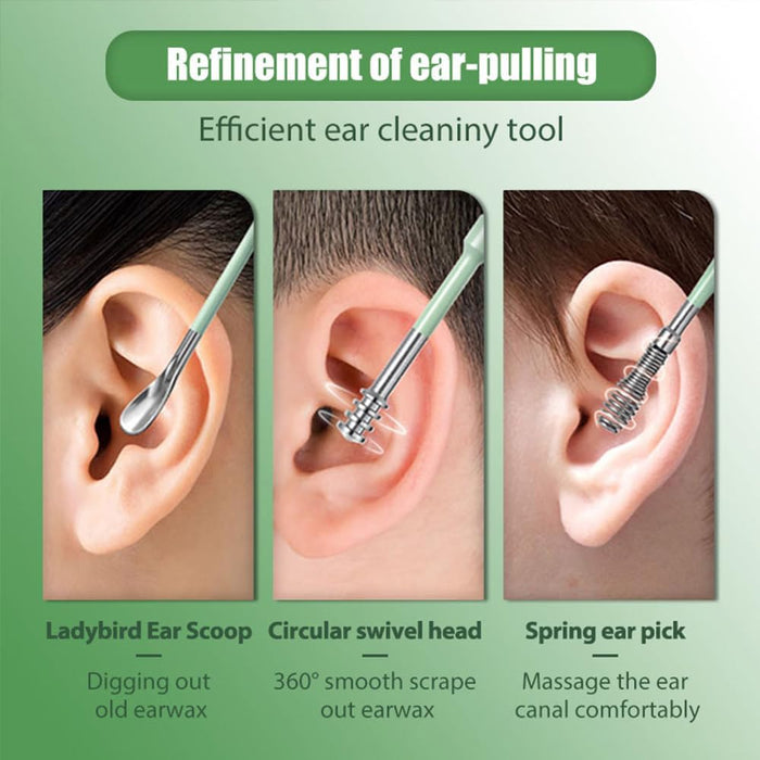 Ear Cleaner,The Most Professional Ear Cleaning Master Ear Cleaning Kit,Ear Cleaner Earwax Removal Tools with Pu Leather Case