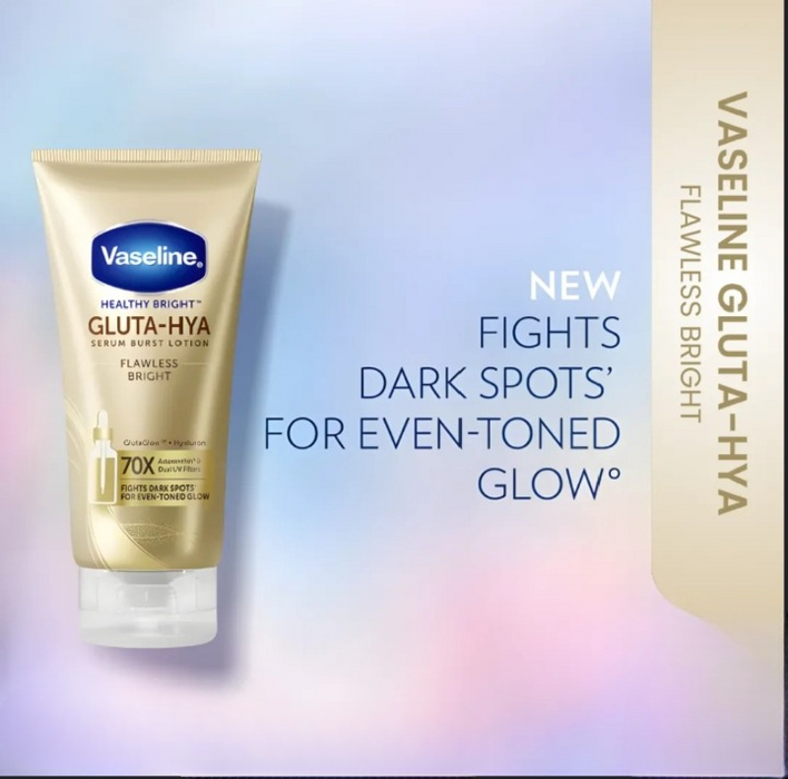 Original Vaseline Healthy Bright Gluta-Hya Flawless Bright Lotion for radiant, hydrated, flawless skin. 200ML