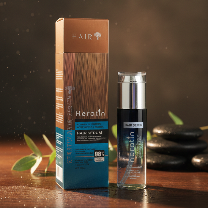 Keratin Hair Serum 80ml – Deep Moisturizing, Frizz-Control & Smooth Finish | Shine-Boosting Leave-In Serum for Dry, Damaged & Rough Hair