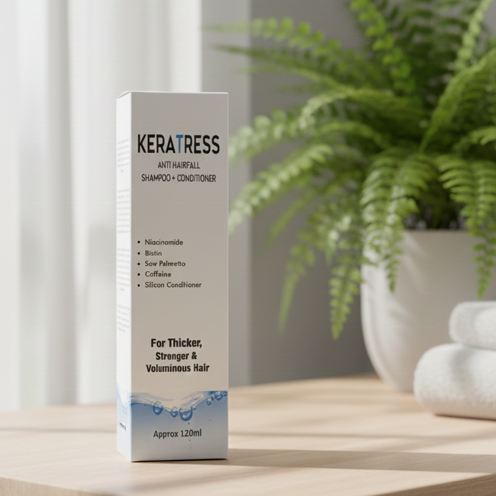 Keratress Anti Hairfall Shampoo And Conditioner Gentle Formula Strengthens Hair Reduces Hairfall Nourishes Scalp Provides Smooth And Healthy Look - 120ml