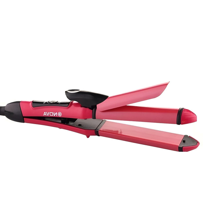 Nova 2-in-1 Hair Straightener & Curler NH-2009 | Quick Heat-Up Ceramic Plates | Portable Dual-Use Hair Styling Tool